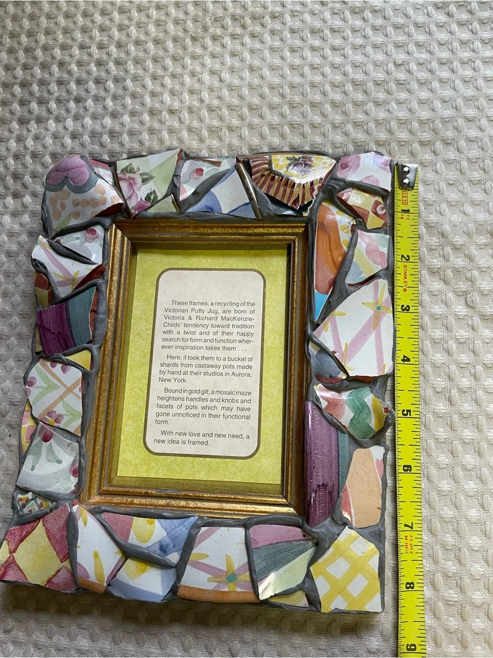 MacKenzie Childs Victorian Putty Shard Pottery Mosaic Photo Frame mirror